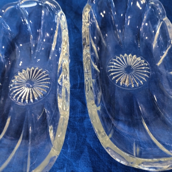 Vintage Cobalt Anchor Clear Hocking Serving Dishes
